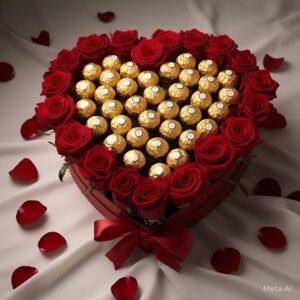 Ferroro rocher chocolate and red rose hamper